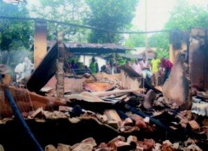 The debris after the fire incident